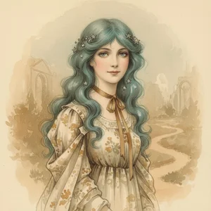 Portrait of The Fairy with Turquoise Hair